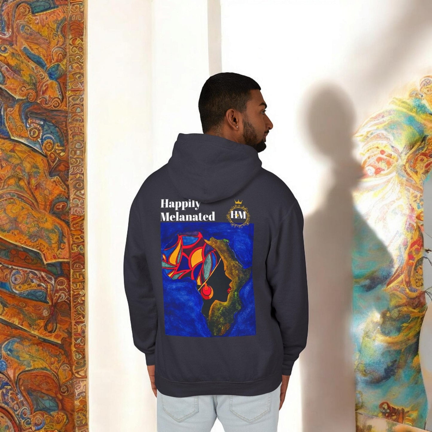 African Continent Art Graphic Unisex Hoodie, Lightweight Sweatshirt