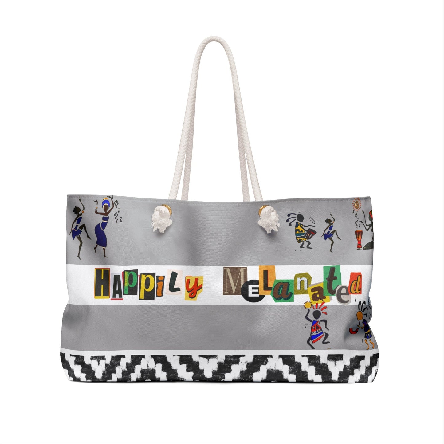 Ethnic Music Art Weekender Bag - Oversized, Durable Tote with Rope Handles for Beach & City Getaways, Unique Travel Gift