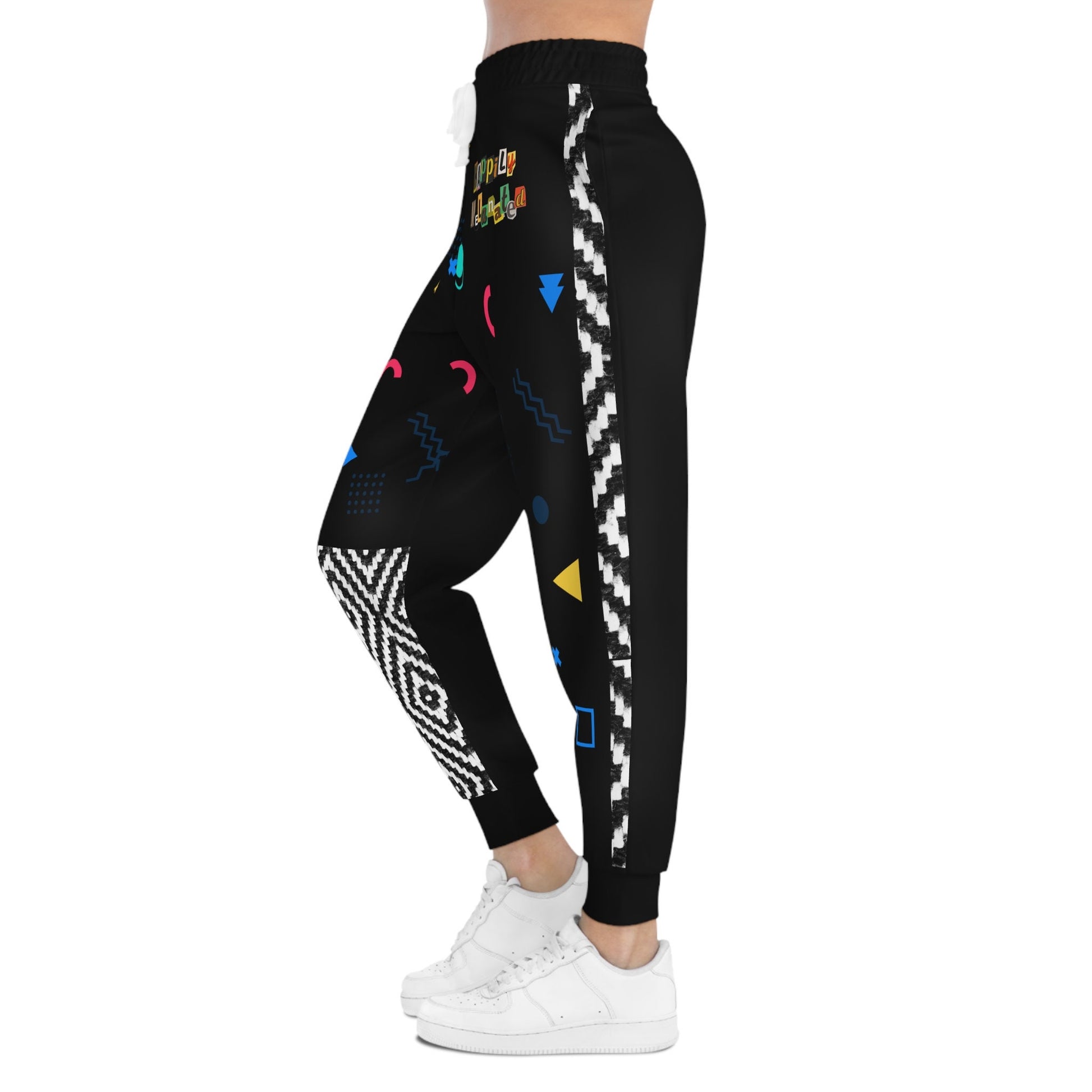 Handcrafted Aztec Pattern Unisex Athletic Joggers, Comfy Aztec Workout Pants