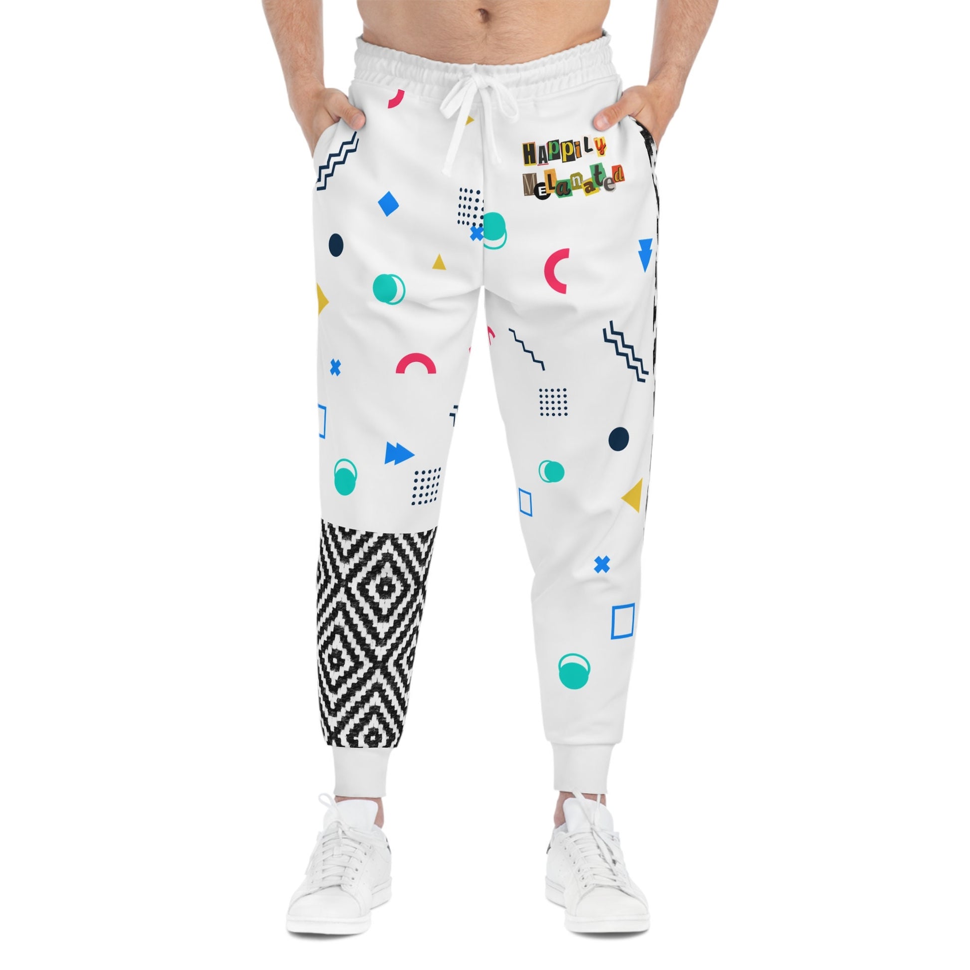 Handcrafted Aztec Pattern Unisex Athletic Joggers, Comfy Aztec Workout Pants