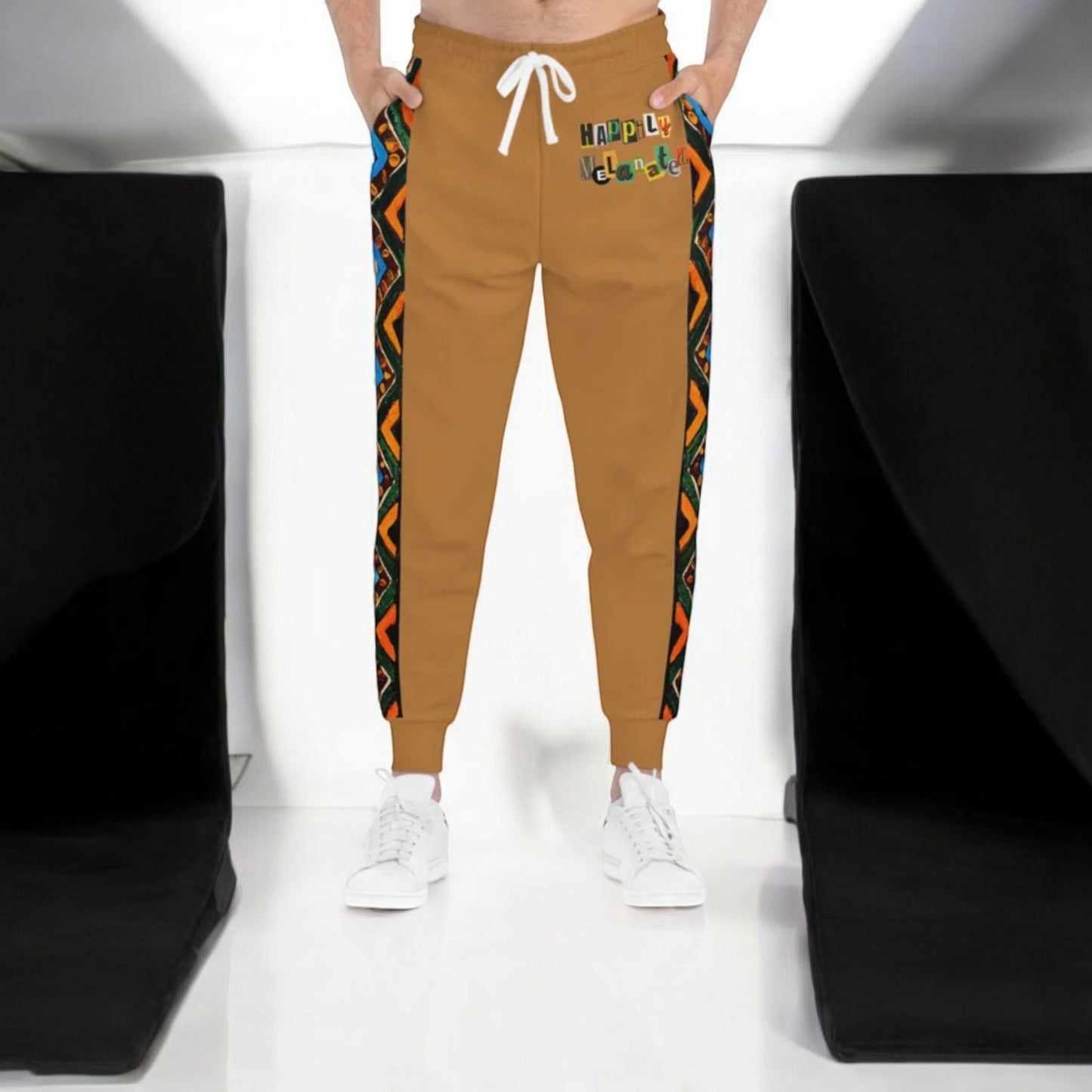 Handcrafted Aztec Pattern Unisex Athletic Joggers, Comfy Aztec Workout Pants