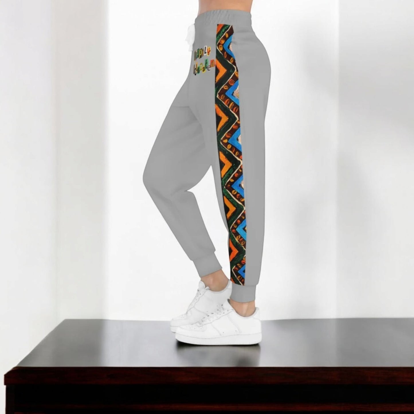 Handcrafted Aztec Pattern Unisex Athletic Joggers, Comfy Aztec Workout Pants