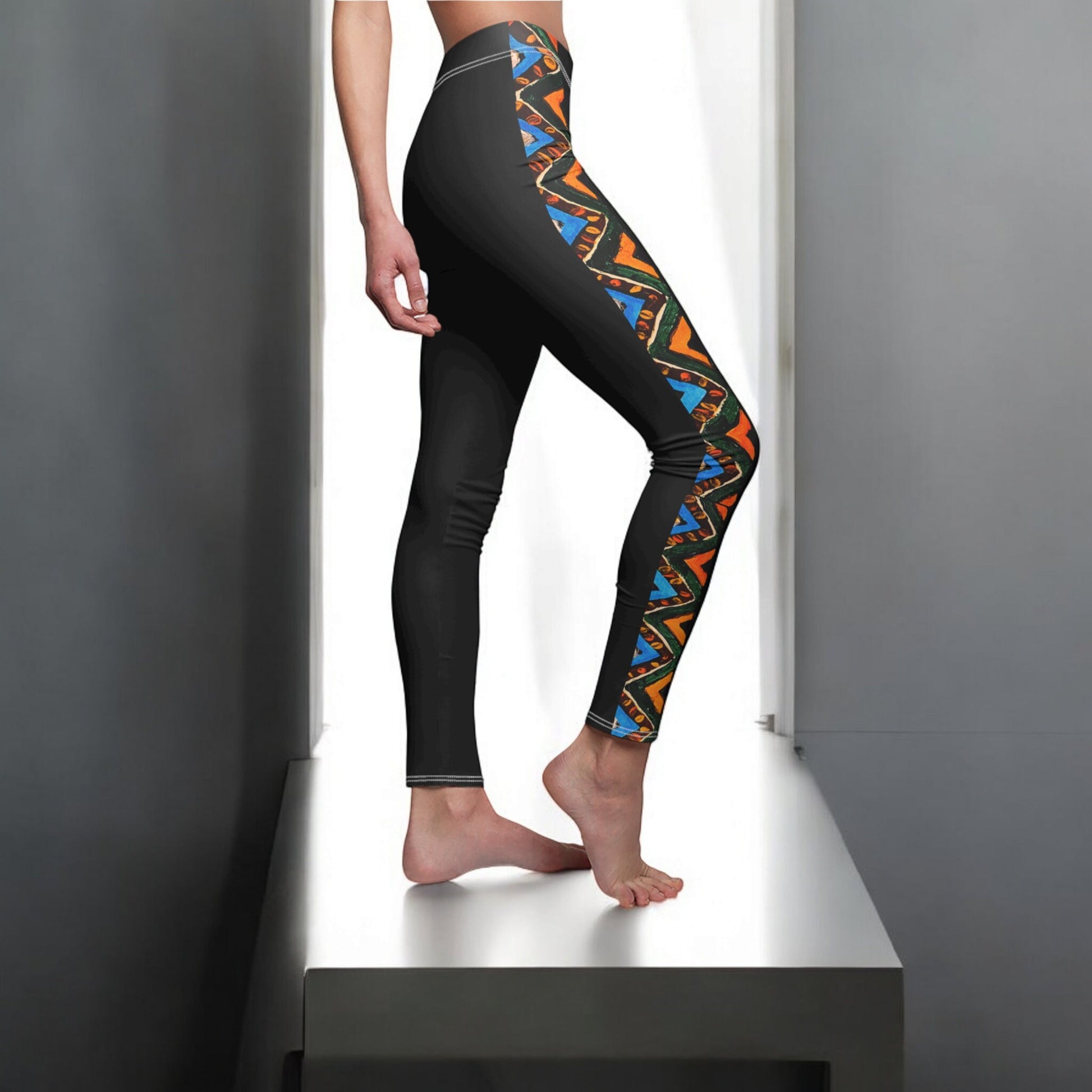 Artisan Tribal Print Leggings, Handmade Ethnic Women's Casual Wear