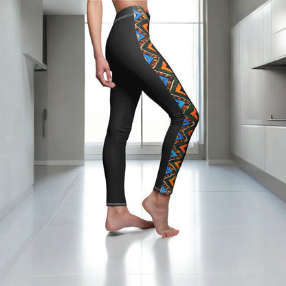 Artisan Tribal Print Leggings, Handmade Ethnic Women's Casual Wear