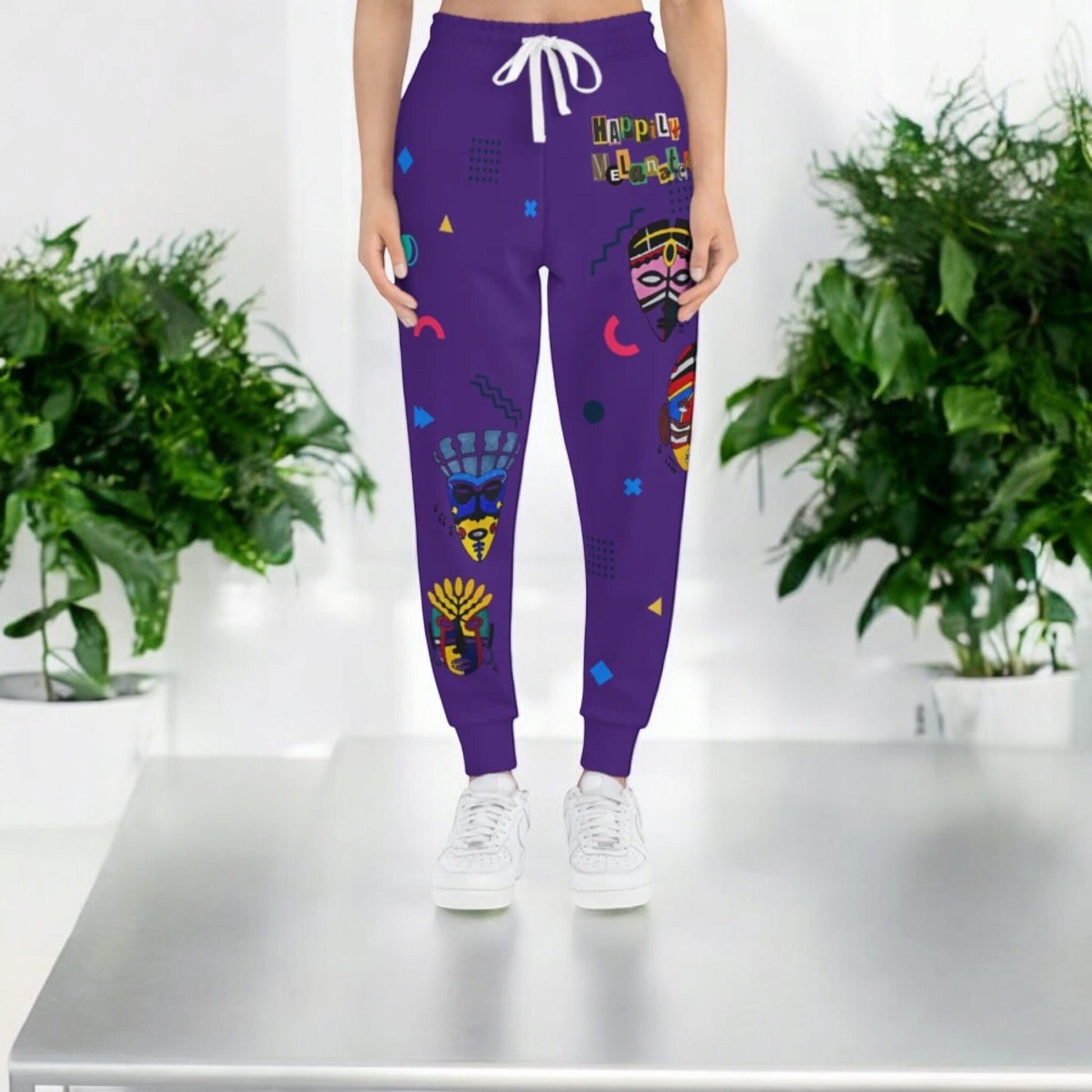 Afro Music Graphic Art Unisex Athletic Joggers, Running Leggings, Workout Trousers