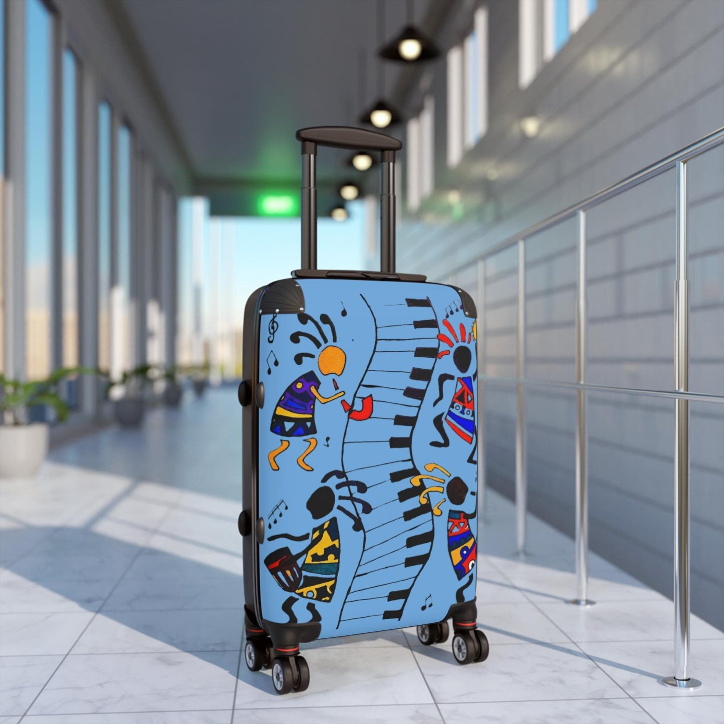 Afro Music Cartoon Suitcase, Handcrafted Luggage Bag, Traveler Gift, Unique Travel Case