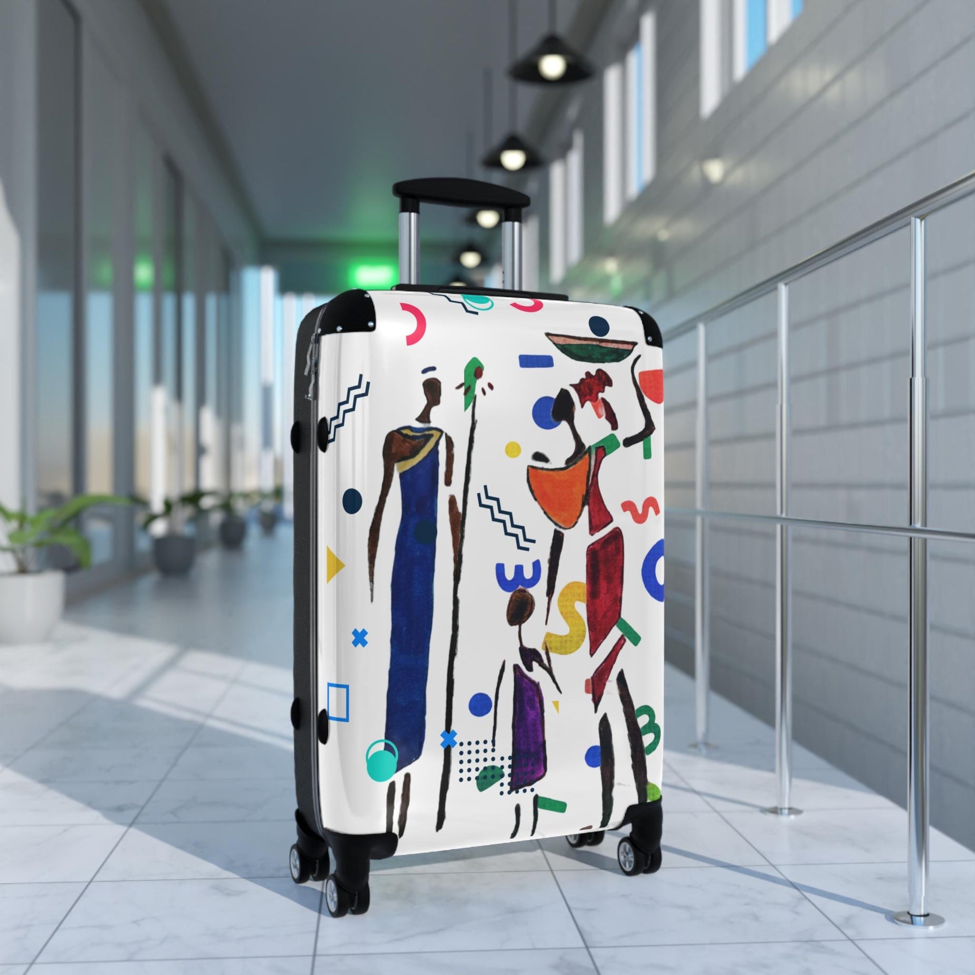 Cartoon Afro Family Suitcase, Handcrafted Doodles, Kid's Luggage, Travel Bag