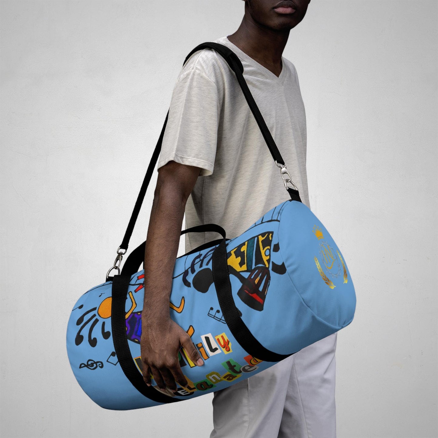 Afro Music Cartoon Piano Art Handcrafted Duffel Bag - Musician Gift, Travel Bag