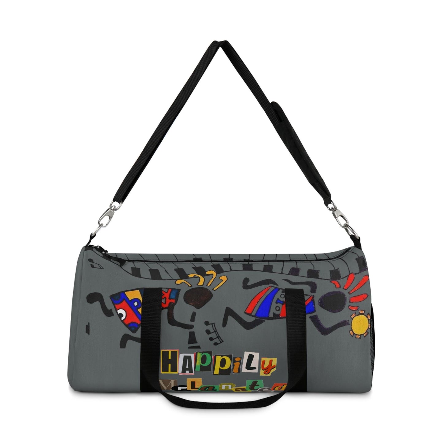 Afro Music Cartoon Piano Art Handcrafted Duffel Bag - Musician Gift, Travel Bag, Music Lover Gym Bag