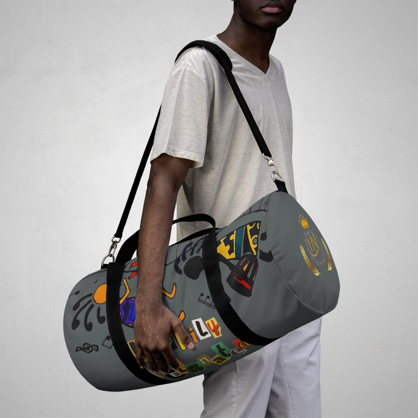 Afro Music Cartoon Piano Art Handcrafted Duffel Bag - Musician Gift, Travel Bag, Music Lover Gym Bag