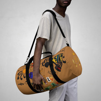 Afro Music Cartoon Piano Art Handcrafted Duffel Bag - Musician Gift, Travel Bag