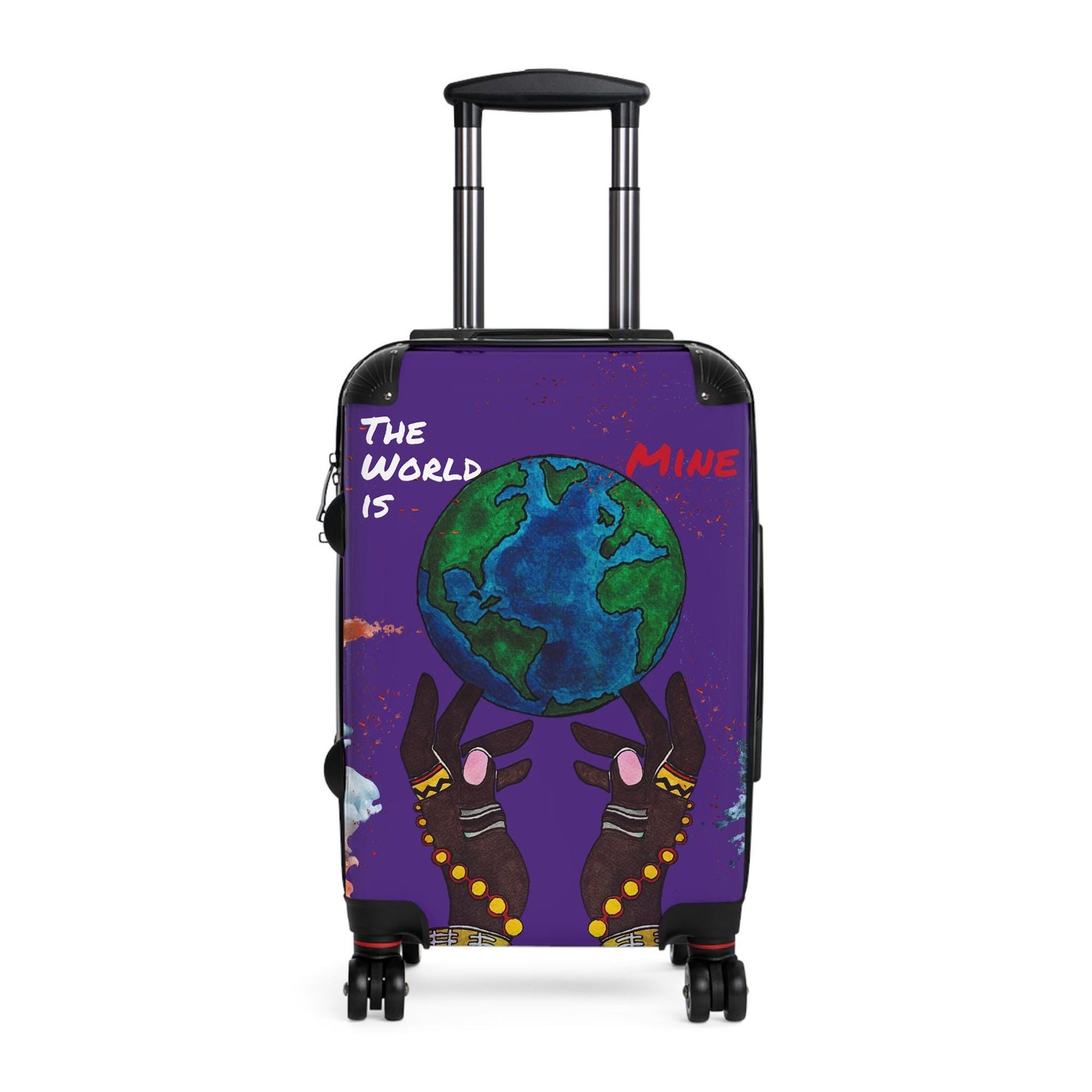 Handcrafted Afro Galactic Art Suitcase, Travel Luggage, African Inspired Carry-On Bag