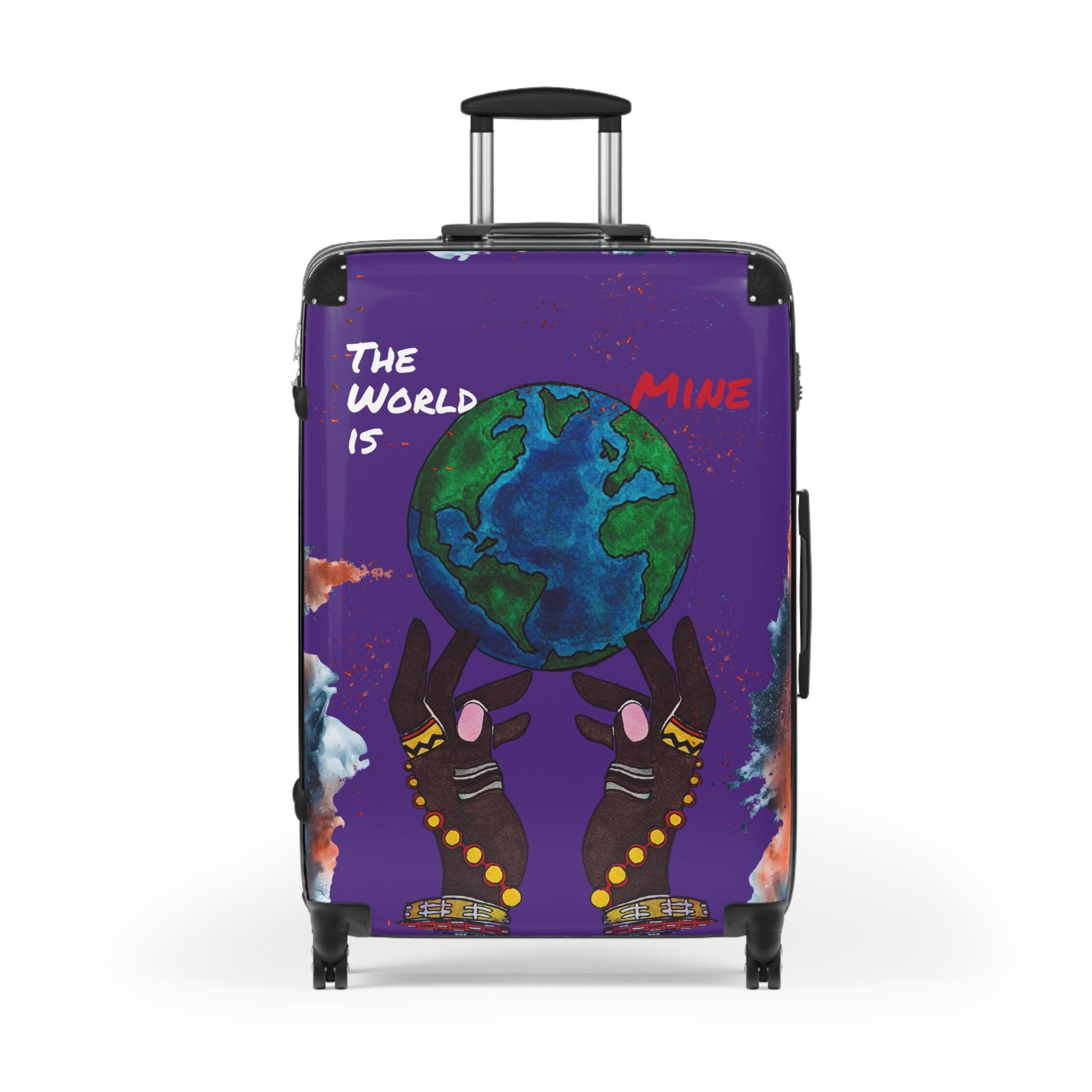 Handcrafted Afro Galactic Art Suitcase, Travel Luggage, African Inspired Carry-On Bag