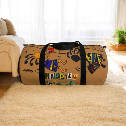 Afro Music Cartoon Piano Art Handcrafted Duffel Bag - Musician Gift, Travel Bag