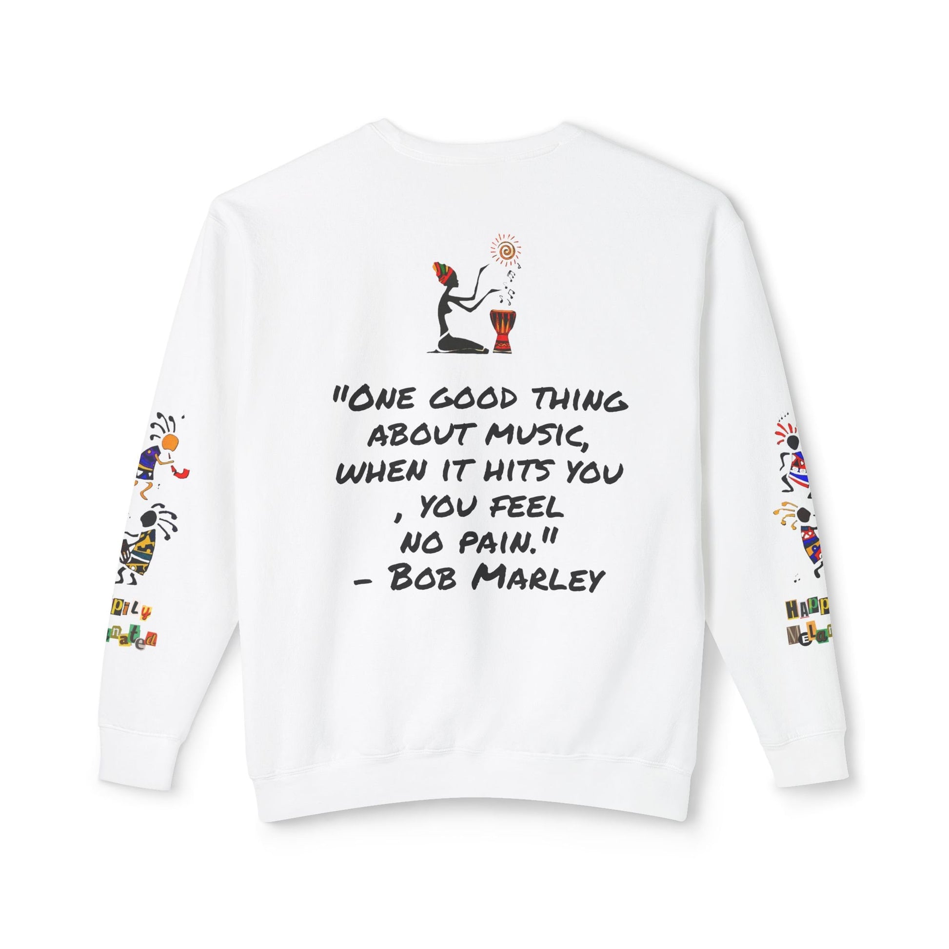 Hand-Drawn Afro Music Graphic Sweatshirt - Unisex Lightweight Crewneck