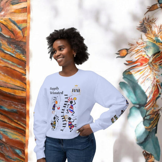 Hand-Drawn Afro Music Graphic Sweatshirt - Unisex Lightweight Crewneck