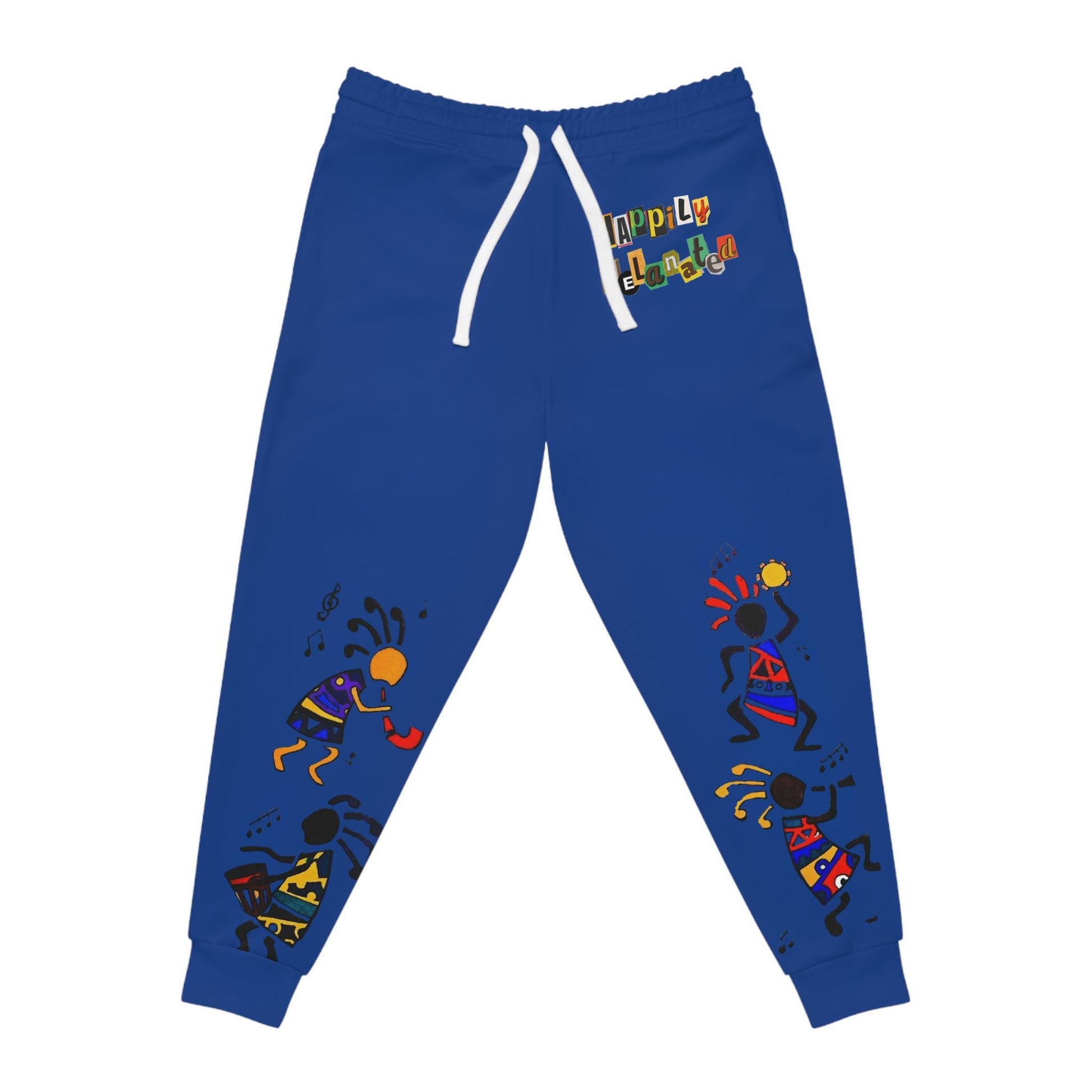 Handcrafted Afro Music Cartoon Art Athletic Joggers, Unisex Sweatpants