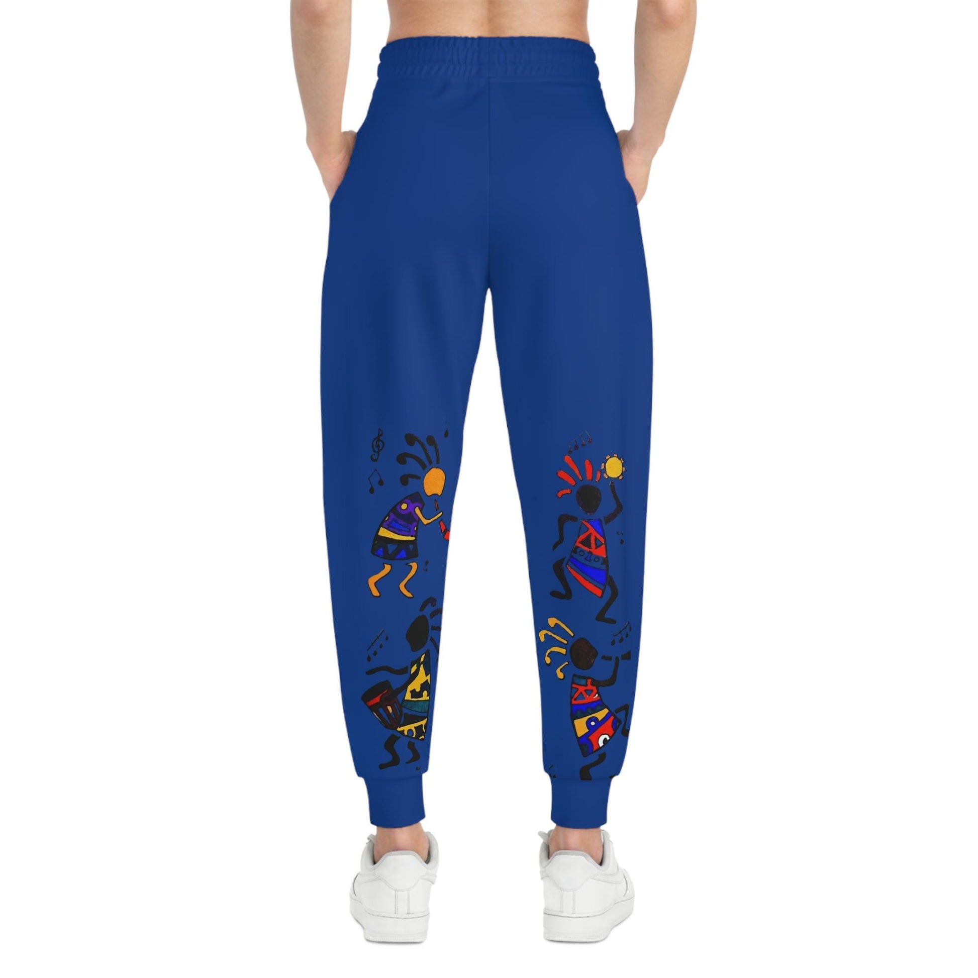 Handcrafted Afro Music Cartoon Art Athletic Joggers, Unisex Sweatpants