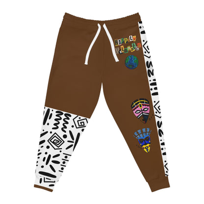 Handcrafted Afro Music Cartoon Art Athletic Joggers, Unisex Sweatpants, African Dance Jogging Pants