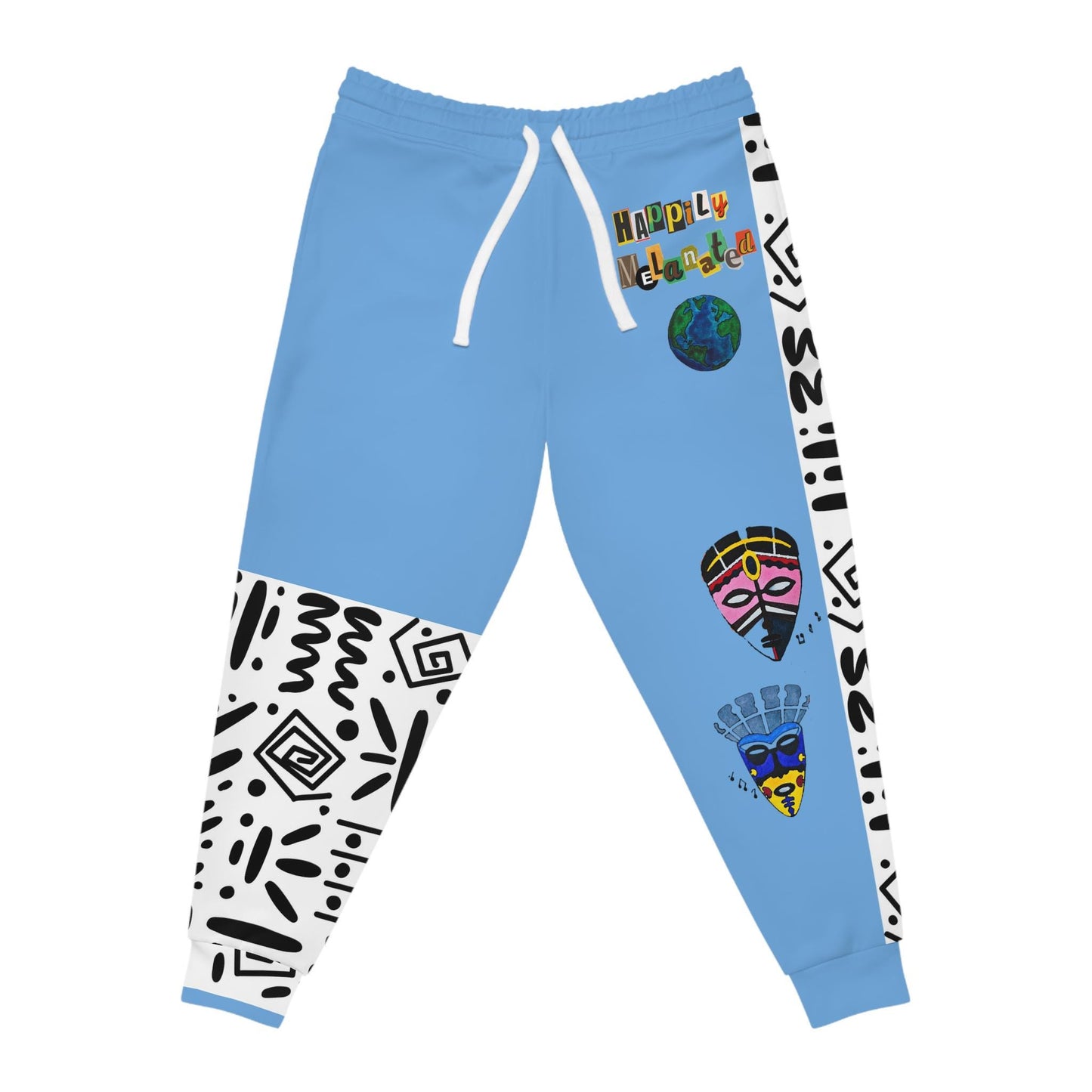 Handcrafted Afro Music Cartoon Art Athletic Joggers - Music Lover Gift