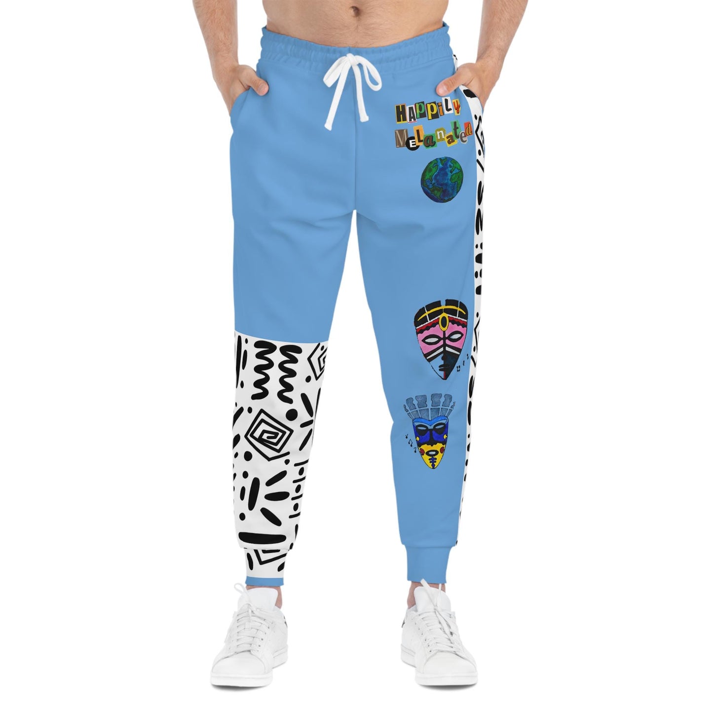 Handcrafted Afro Music Cartoon Art Athletic Joggers - Music Lover Gift