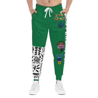 Handcrafted Afro Music Cartoon Art Athletic Unisex Joggers, Sweatpants