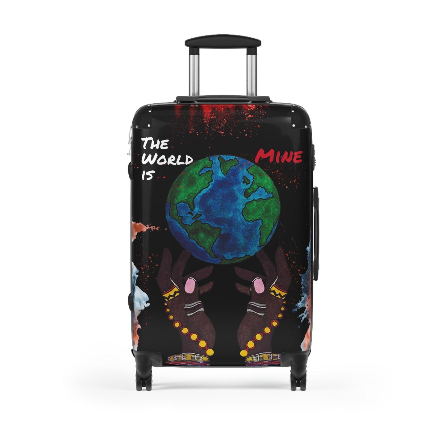 Handcrafted Afro Galactic Art Suitcase, Travel Luggage, African Inspired Carry-On Bag