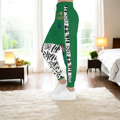 Handcrafted Afro Music Cartoon Art Athletic Unisex Joggers, Sweatpants