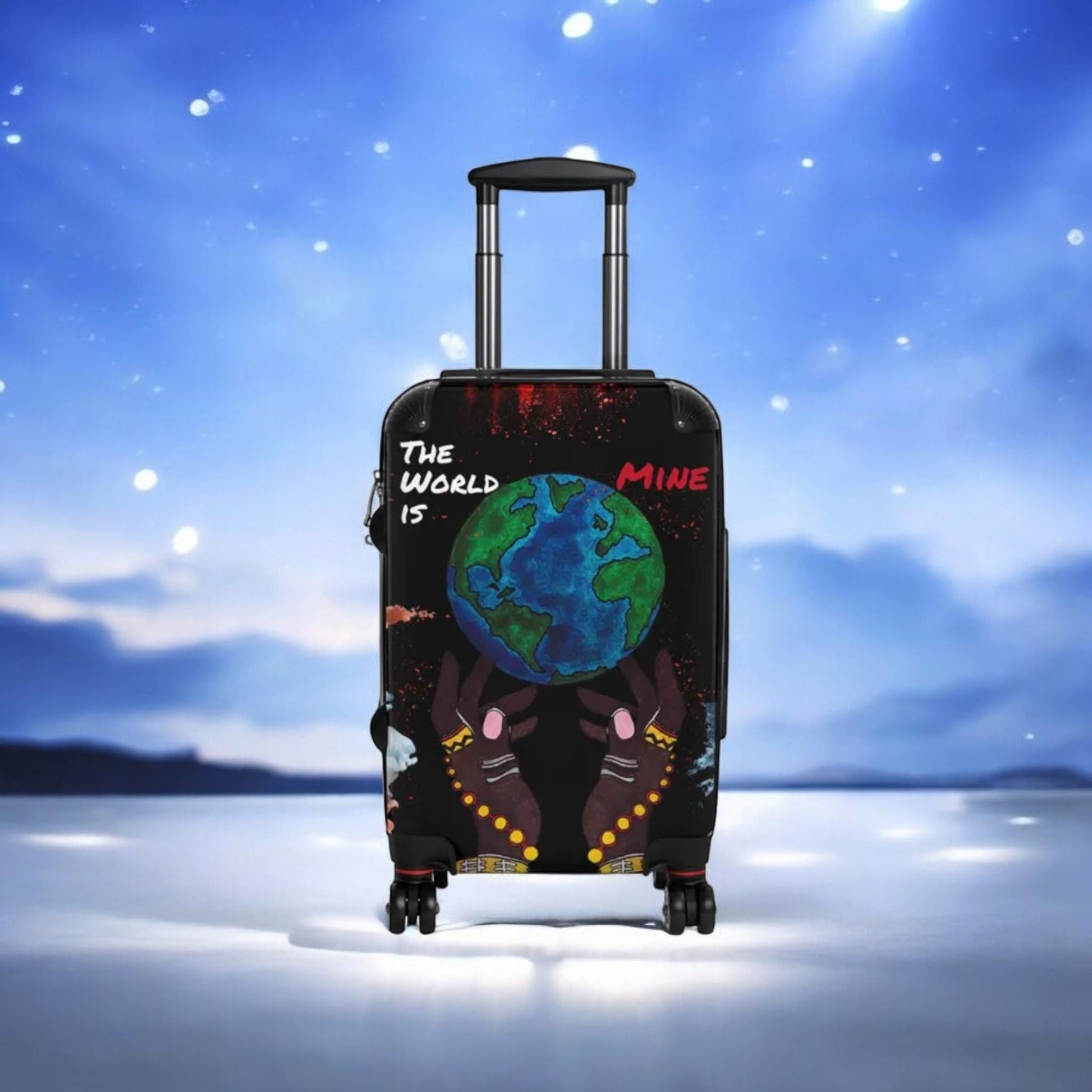 Handcrafted Afro Galactic Art Suitcase, Travel Luggage, African Inspired Carry-On Bag