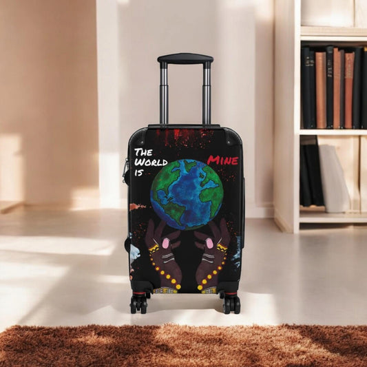 Handcrafted Afro Galactic Art Suitcase, Travel Luggage, African Inspired Carry-On Bag