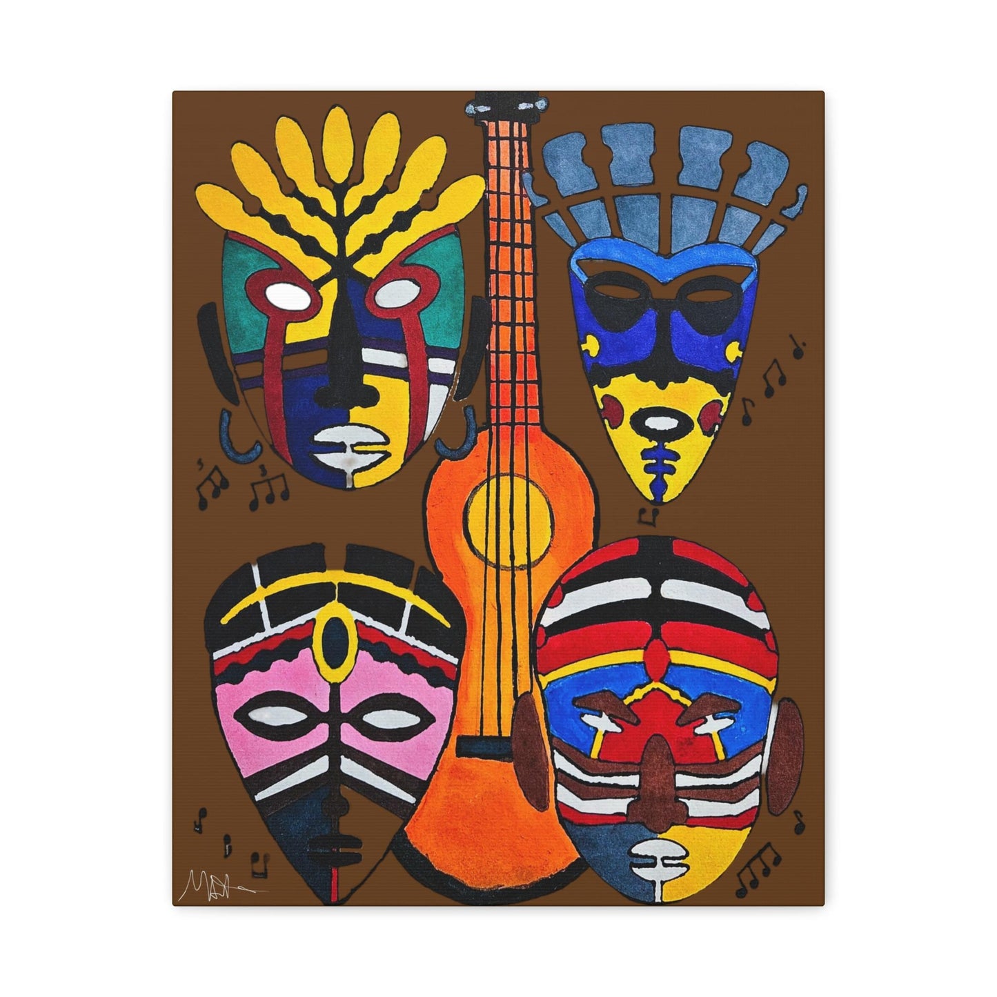 Tribal Mask Canvas, Singing Mask Painting, Wall Art Decor, Home Office Decoration, Classic Canvas Print