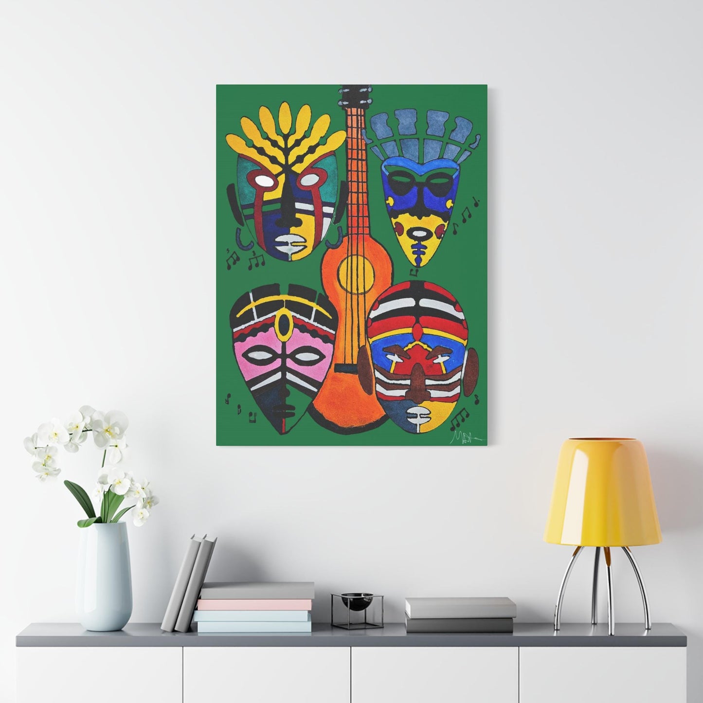 Tribal Mask Canvas, Singing Mask Painting, Wall Art Decor, Home Office Decoration, Classic Canvas Print