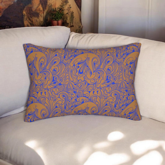 Floral Spun Polyester Pillow, Home Decor Cushion, Botanical Lumbar Throw