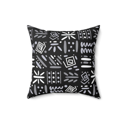 Boho Aztec Tribal Pattern Square Pillow - Double Sided Print Hidden Zipper