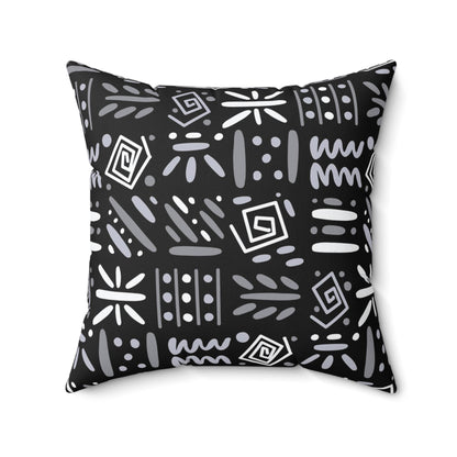 Boho Aztec Tribal Pattern Square Pillow - Double Sided Print Hidden Zipper