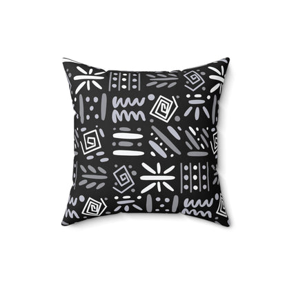 Boho Aztec Tribal Pattern Square Pillow - Double Sided Print Hidden Zipper