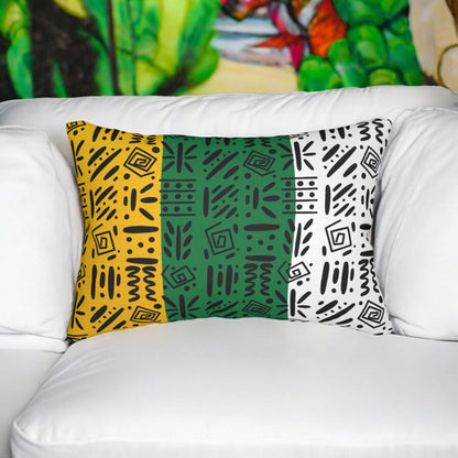 Boho Spun Polyester Lumbar Pillow with Tribal Pattern Water-resistant Hidden Zipper