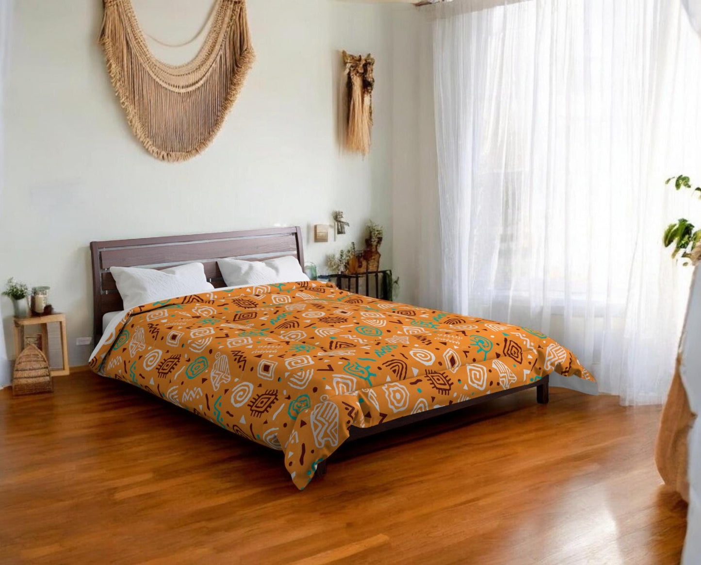 African Patterned Boho Comforter Warm and Cozy Premium Quality Bedding