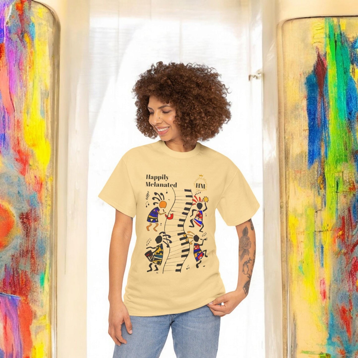 Afro Music, Piano Graphic Unisex Tee, Hand Drawn Music Shirt, Jazz Lover Gift