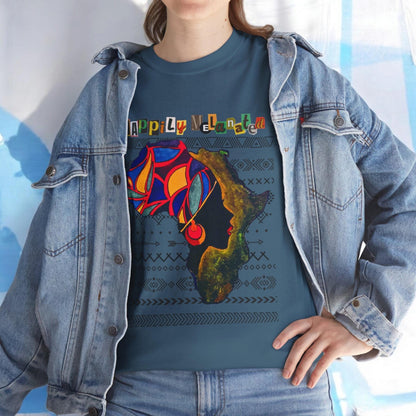 African Continent Graphic Tee, Unisex Heavy Cotton T-Shirt, Handcrafted Ethnic Design Shirt