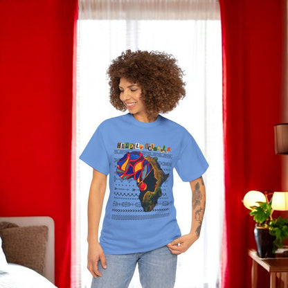 African Continent Graphic Tee, Unisex Heavy Cotton T-Shirt, Handcrafted Ethnic Design Shirt