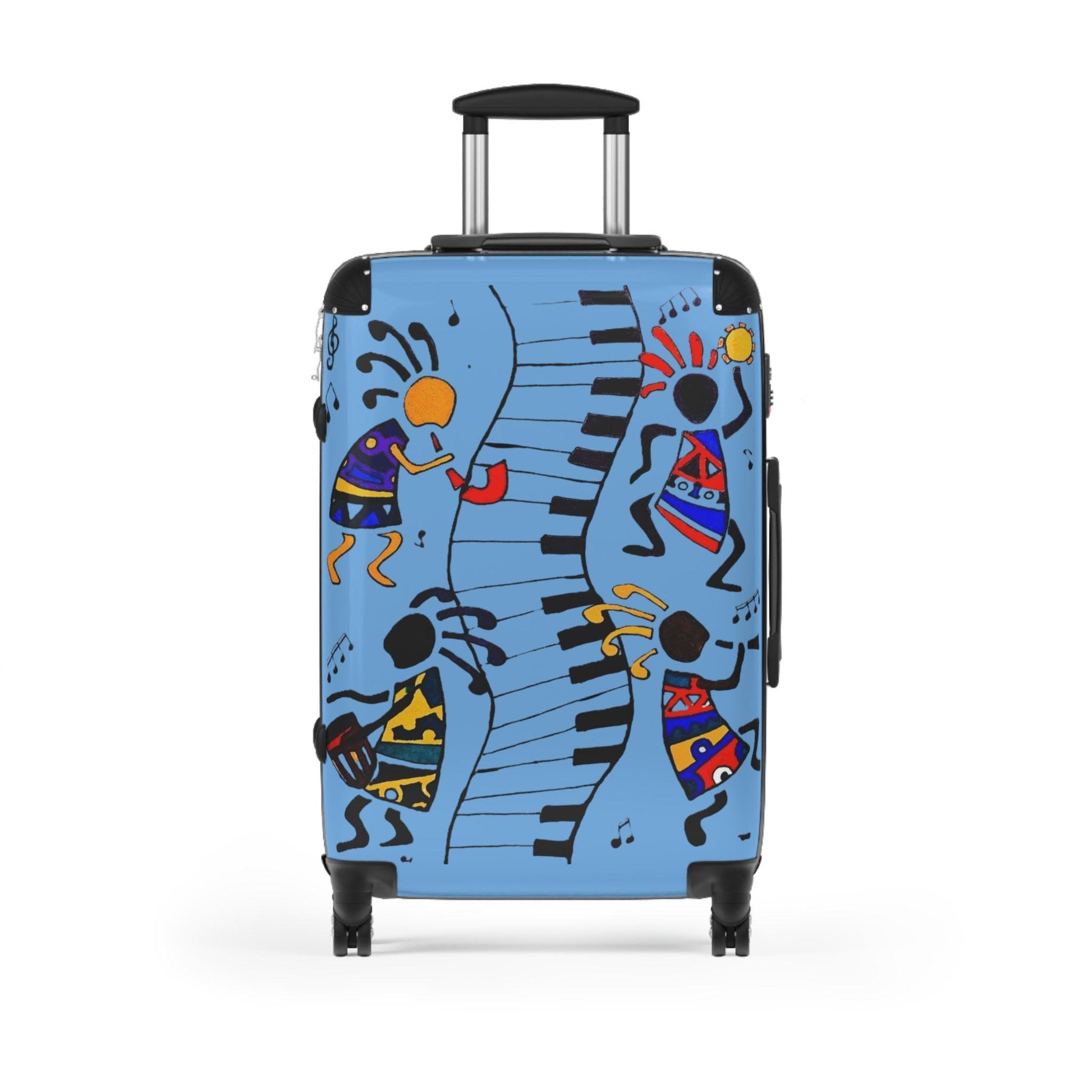 Afro Music Cartoon Suitcase, Handcrafted Luggage Bag, Traveler Gift, Unique Travel Case