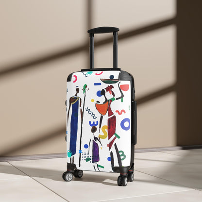 Cartoon Afro Family Suitcase, Handcrafted Doodles, Kid's Luggage, Travel Bag