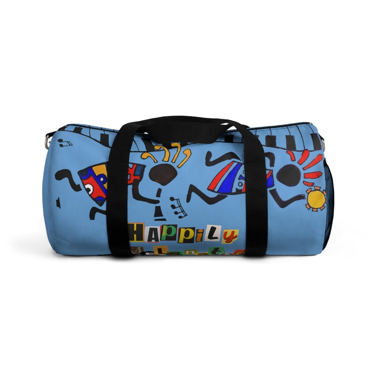 Afro Music Cartoon Piano Art Handcrafted Duffel Bag - Musician Gift, Travel Bag