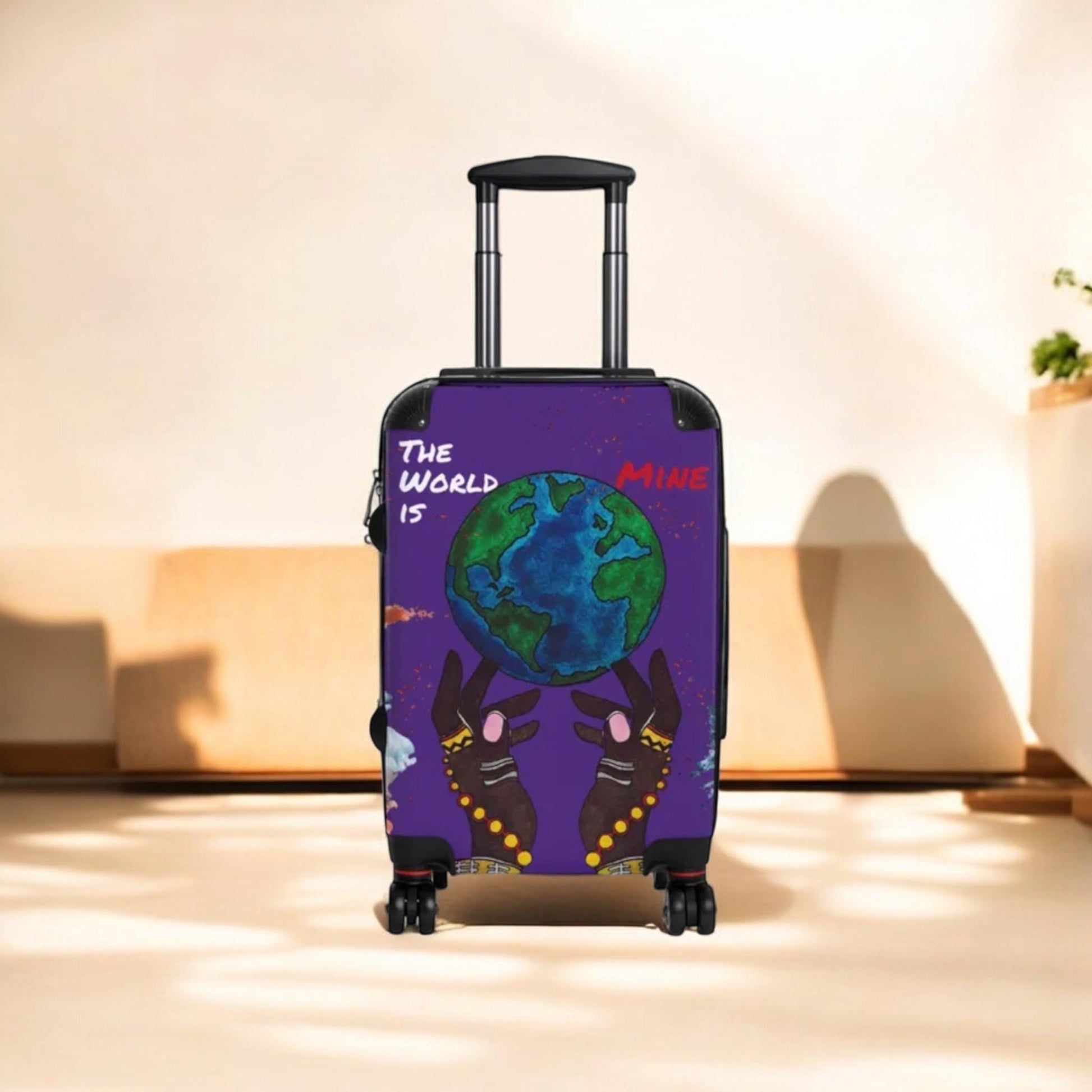 Handcrafted Afro Galactic Art Suitcase, Travel Luggage, African Inspired Carry-On Bag