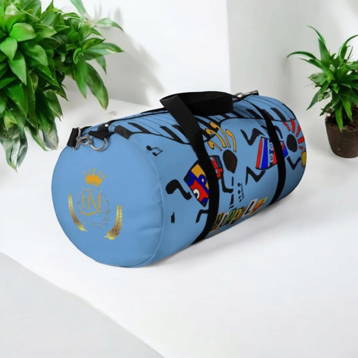 Afro Music Cartoon Piano Art Handcrafted Duffel Bag - Musician Gift, Travel Bag