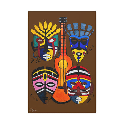 Tribal Mask Canvas, Singing Mask Painting, Wall Art Decor, Home Office Decoration, Classic Canvas Print