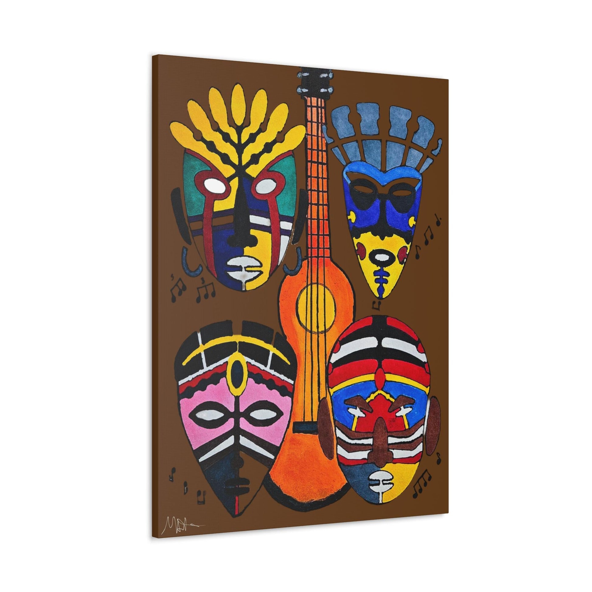 Tribal Mask Canvas, Singing Mask Painting, Wall Art Decor, Home Office Decoration, Classic Canvas Print