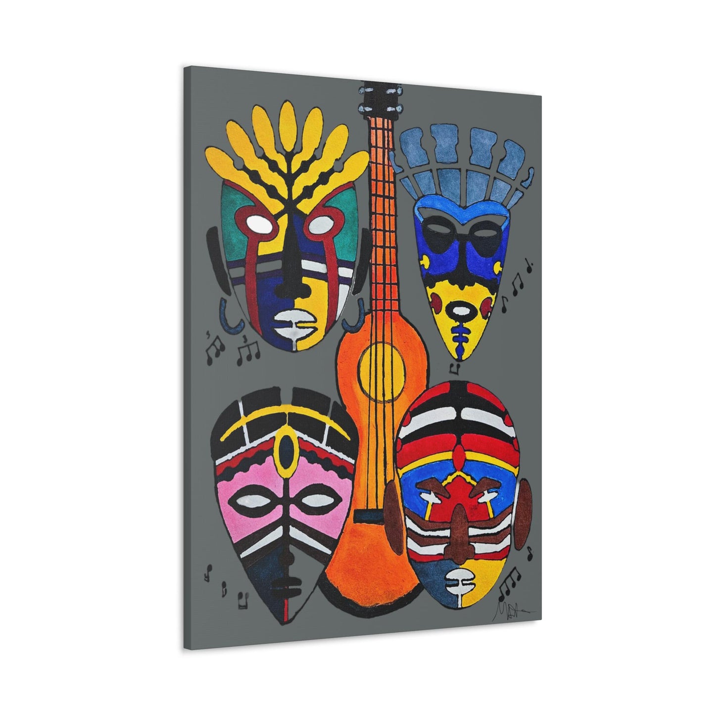 Canvas Wall Art, Tribal Mask Painting, Singing Mask Home Decor, Native American Art, Indigenous Art Print, Boho Wall Decor